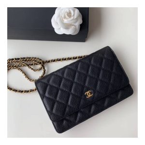 Chanel Caviar Quilted Wallet On Chain Woc A33814