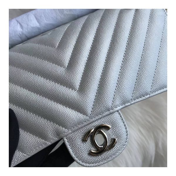 Chanel Chevron Caviar Calfskin Classic Flap Bag A01112