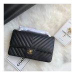 Chanel Chevron Caviar Calfskin Classic Flap Bag A01112 Black