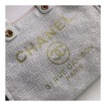 Chanel Deauville Tote 38cm Canvas Bag A66941 Beige/White