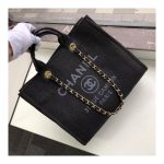 Chanel Deauville Tote 38cm Canvas Bag A66941 Black / Grey