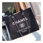 Chanel Deauville Tote 38cm Canvas Bag A66941 Black/White