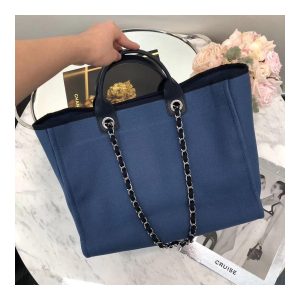 Chanel Deauville Tote 38cm Canvas Bag A66941 Blue