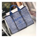 Chanel Deauville Tote 38cm Canvas Bag A66941 Blue Jacquard