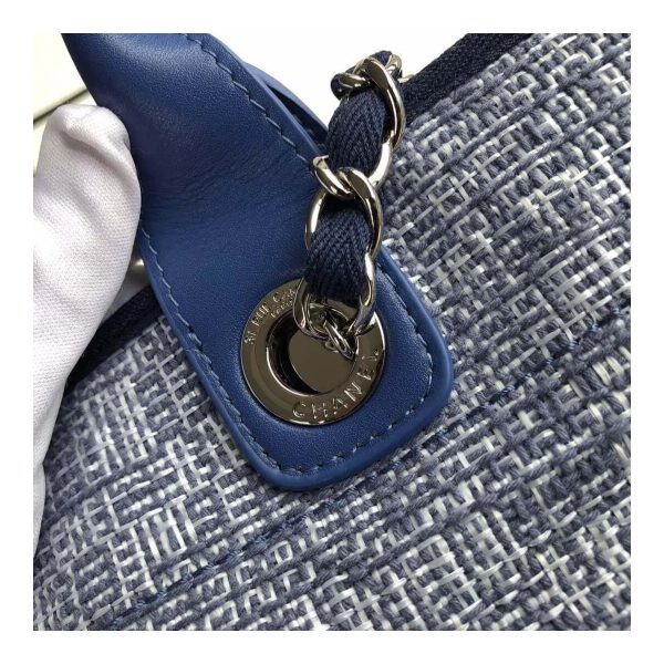 Chanel Deauville Tote 38cm Canvas Bag A66941 Blue Jacquard