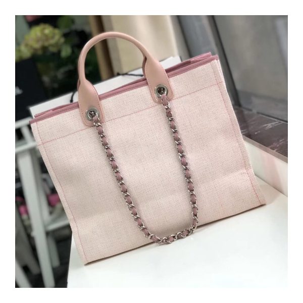 Chanel Deauville Tote 38cm Canvas Bag A66941 Bubblegum Pink