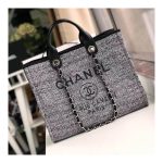 Chanel Deauville Tote 38cm Canvas Bag A66941 Charcoal Jacquard