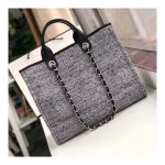 Chanel Deauville Tote 38cm Canvas Bag A66941 Charcoal Jacquard