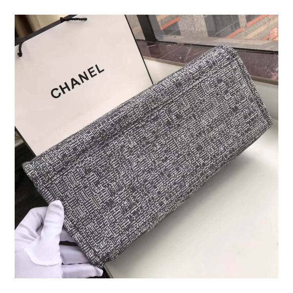 Chanel Deauville Tote 38cm Canvas Bag A66941 Charcoal Jacquard