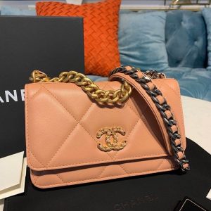 Chanel Goatskin Quilted 19 WOC Flap Bag On Chain 422740