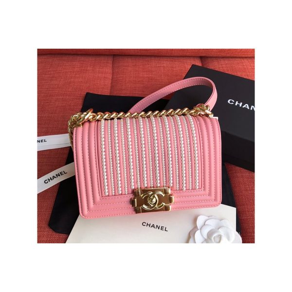 Chanel Imitation Pearls Small Boy Chanel Handbag A67085