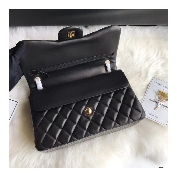 Chanel Lambskin 30cm Classic Flap Bag A1113 Black