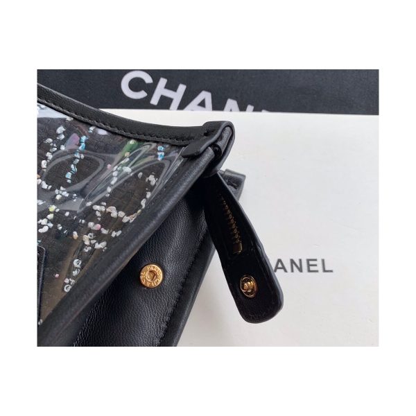 Chanel Large Tweed PVC Logo Pouches AP0360