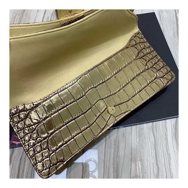 Chanel Metallic Crocodile Embossed Clutch AS0857