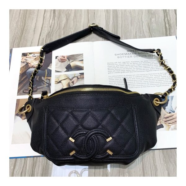 Chanel Quilted Caviar Clafskin Waist Bag S0929