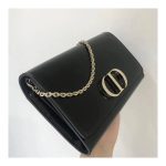 Christian Dior Black 30 Montaigne Patent Calfskin Wallet On Chain S2059