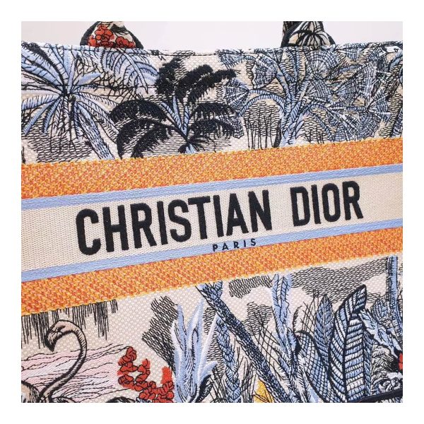 Christian Dior Small Book Tote In Embroidered Canvas M1296