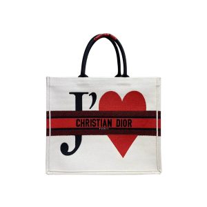 Dior Book Tote Bag With Red Heart M1286