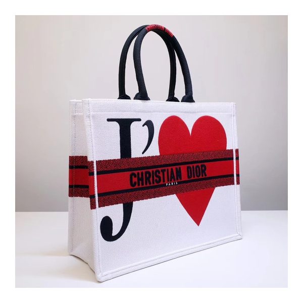 Dior Book Tote Bag With Red Heart M1286