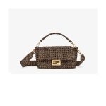 Fendi Baguette Jacquard Fabric Interlace Bag 8BR600