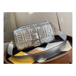 Fendi Baguette Silver Leather Bag 8BR60