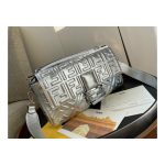 Fendi Baguette Silver Leather Bag 8BR60