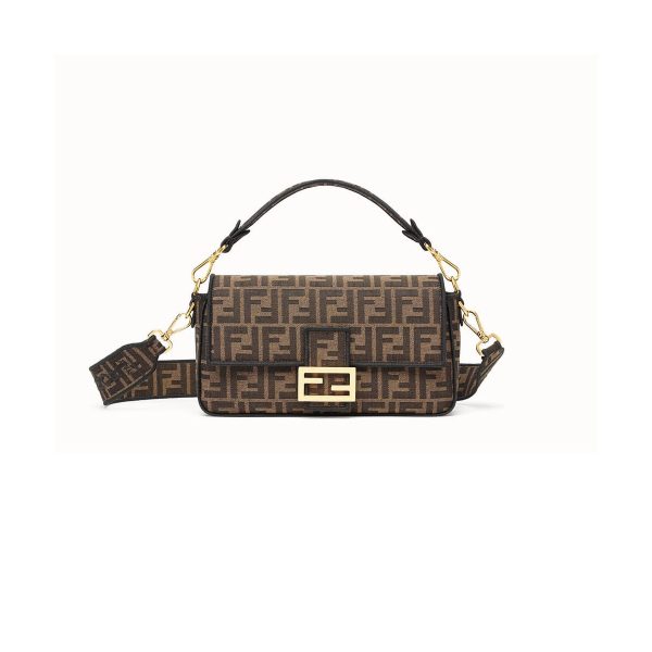 Fendi Brown Fabric Baguette Bag 8BR600