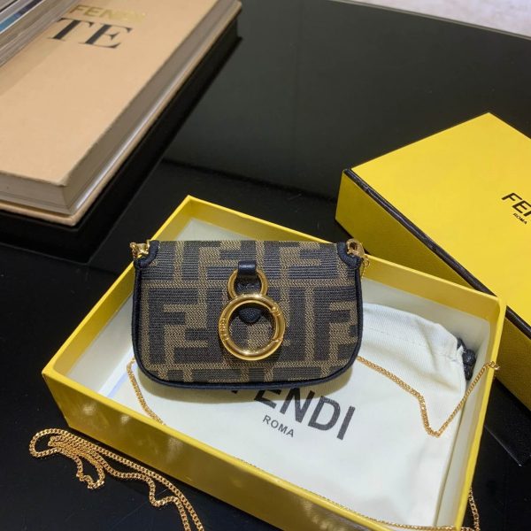 Fendi Nano Baguette Charm in Brown Fabric 7AR844