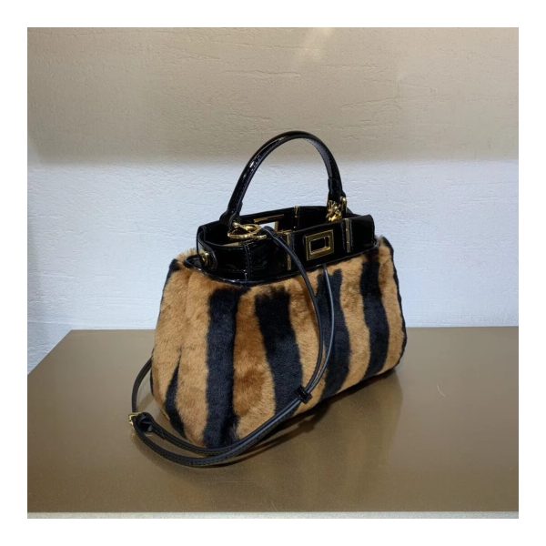 Fendi Peekaboo Iconic Mini Black Mink Bag 8BN244