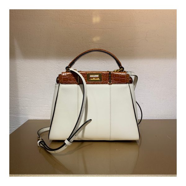 Fendi Peekaboo Iconic Mini Leather Bag 8BN244 White