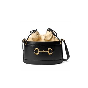 Gucci 1955 Horsebit Bucket Bag 602118 Black/Butter