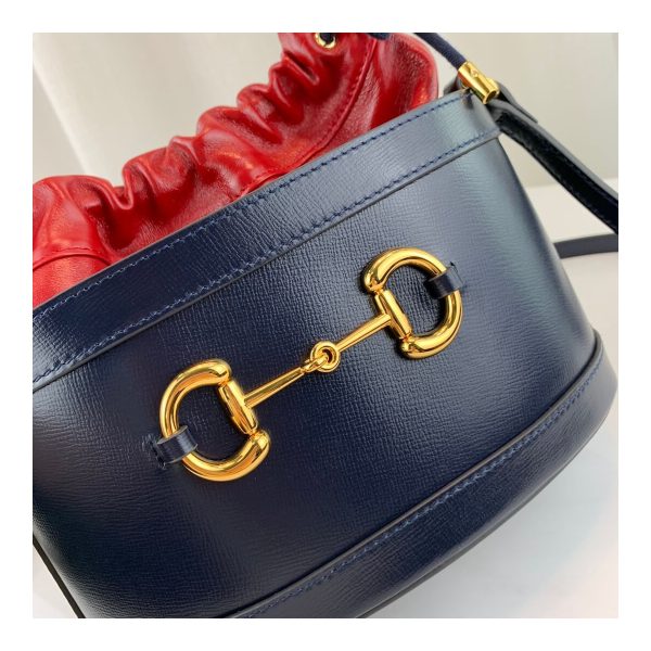 Gucci 1955 Horsebit Bucket Bag 602118 Blue/Red