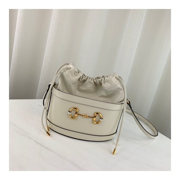 Gucci 1955 Horsebit Bucket Bag 602118 White