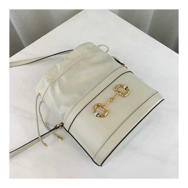 Gucci 1955 Horsebit Bucket Bag 602118 White