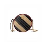 Gucci GG Marmont Mini Round Shoulder Bag 550154 Beige/Black