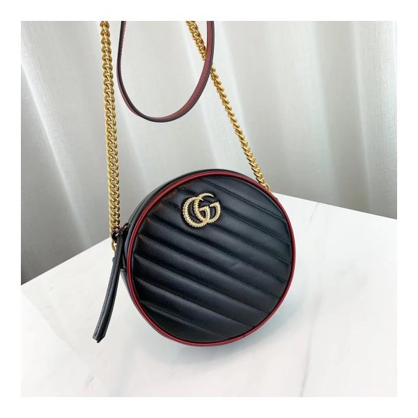 Gucci GG Marmont Mini Round Shoulder Bag 550154 Black