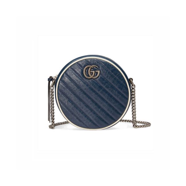 Gucci GG Marmont Mini Round Shoulder Bag 550154 Blue