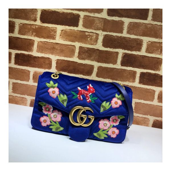 Gucci GG Marmont Velvet Small Shoulder Bag 443496 Blue