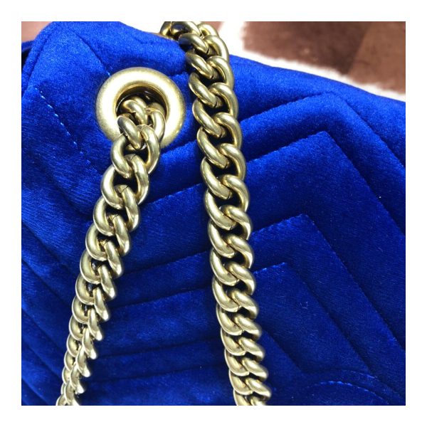 Gucci GG Marmont Velvet Small Shoulder Bag 443496 Blue