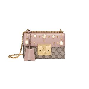 Gucci Padlock Studded GG Supreme Shoulder Bag 432182