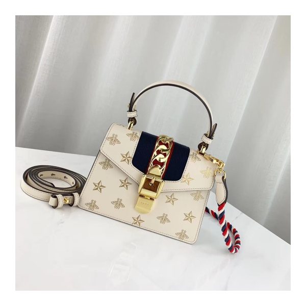 Gucci Sylvie Bee Star Mini Leather Bag 470270