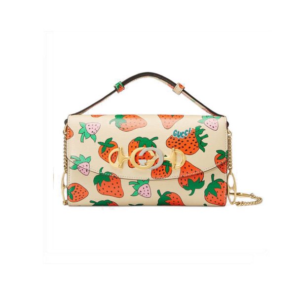 Gucci Zumi Strawberry Print Small Shoulder Bag 572375