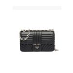 Prada Diagramme Medium Leather Bag 1BD108 Silver Hardware