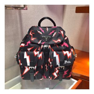 Prada Lightning Print Nylon Large Backpack 1BZ811