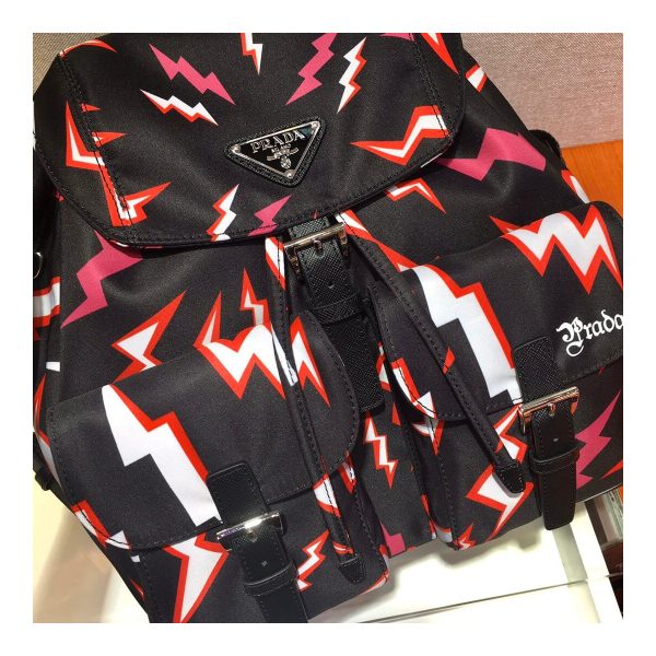 Prada Lightning Print Nylon Small Backpack 1BZ677