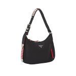 Prada Nylon Hobo Bag With Leather And Studs 1BC087