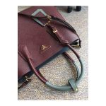 Prada Two-Tone Saffiano Leather Double Bag 1BG775 Burgundy/Grey