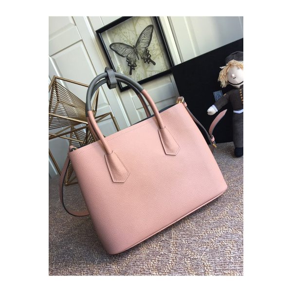 Prada Two-Tone Saffiano Leather Double Bag 1BG775 Pink/Grey