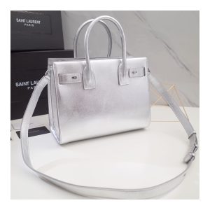 Saint Laurent Sac De Jour Souple Baby In Crumpled Silver Calf Leather 477477