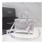 Saint Laurent Sac De Jour Souple Baby In Crumpled Silver Calf Leather 477477